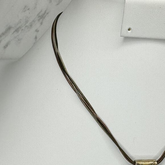 Vintage Chico's Boho Abstract Pendant Mixed Metal Statement Necklace ✨ - Picture 6 of 8